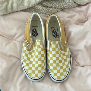 Vans Yellow Checkerboard Slip-On Sneakers